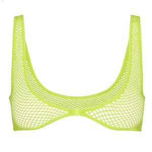 PERFORATED SEAMLESS SKIMPY SCOOP BRALETTE IN LIME